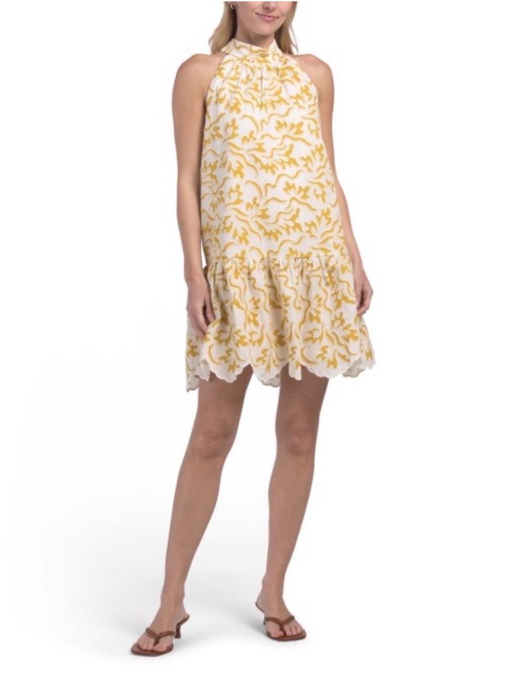 NWT Camila Coelho Yellow print halter Dress